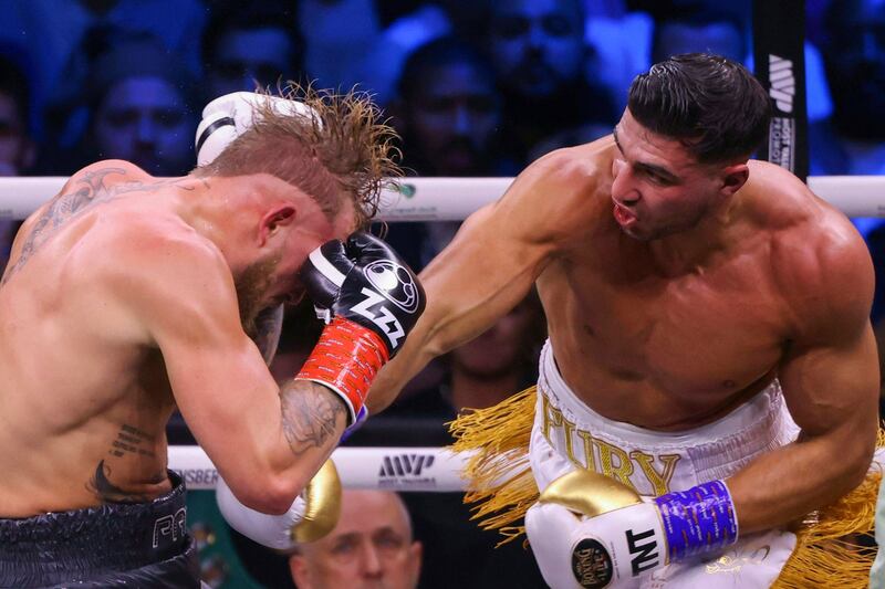 Tommy Fury, right, in action against Jake Paul. AFP