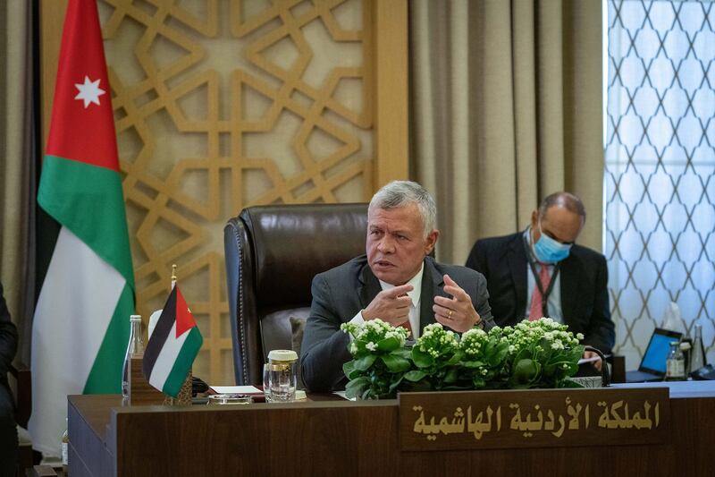 Jordanian King Abdullah II speaks during a summit between Jordan, Iraq and Egypt in the capital Amman. AFP Photo