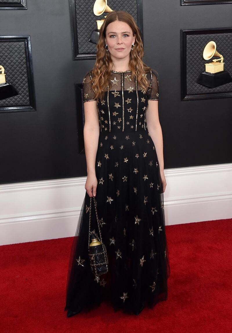 Maggie Rogers arrives at the 62nd annual Grammy Awards at the Staples Center on Sunday, Jan. 26, 2020, in Los Angeles. AP
