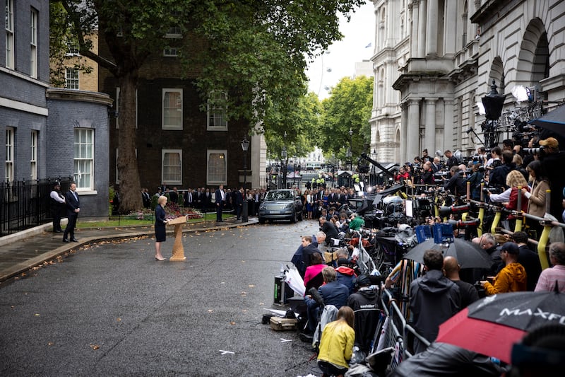 Ms Truss speaks at Downing Street on the day she took over as prime minister from Boris Johnson. EPA