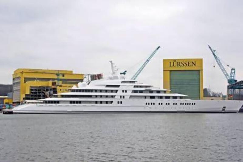 Azzam, the world’s largest superyacht, during its construction at the Lurssen Yachts yard in Bremen, Germany. Photos by Claus Schafe / TheYachtPhoto.com