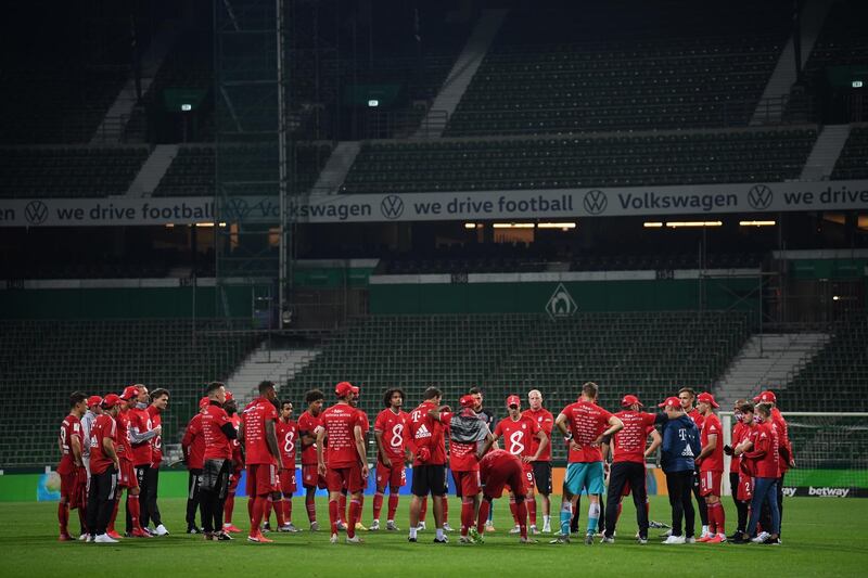 Bayern Munich celebrate the title. EPA