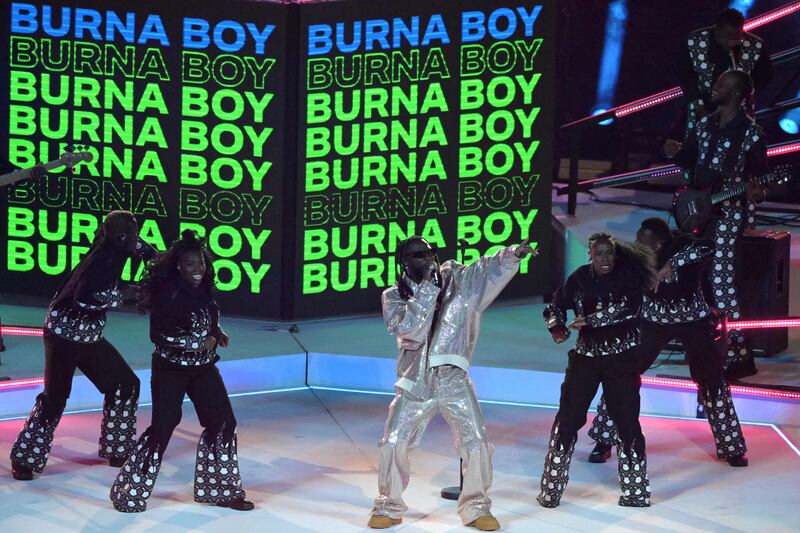 Nigerian singer Burna Boy on stage. AFP