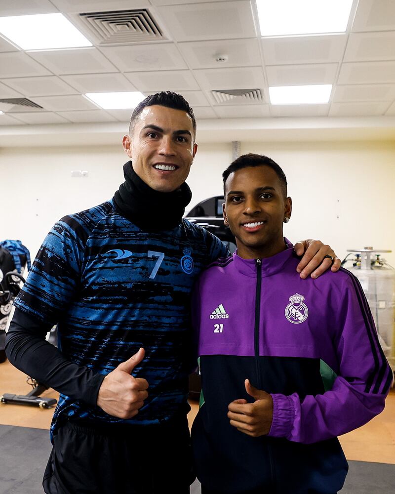 Cristiano Ronaldo meets Real Madrid's Rodrygo Goes. Photo: Real Madrid Twitter / @realmadriden