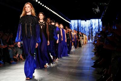 Models present creations from the Alberta Ferretti Spring/Summer 2020 collection during fashion week in Milan, Italy, September 18, 2019. REUTERS/Alessandro Garofalo