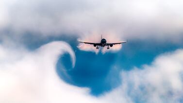There are different types of turbulence, including wake turbulence, pictured, generated by aircraft vortices. Getty Images