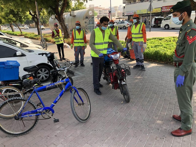 More than 200 bicycles and electric bikes confiscated as part of a one-week campaign to enforce traffic rules. Courtesy Dubai Police