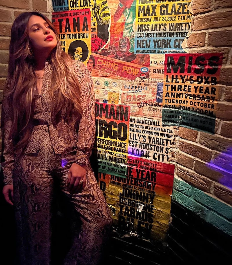 The celebrity at Jamaican restaurant Miss Lily's in Dubai. Photo: Instagram / priyankachopra