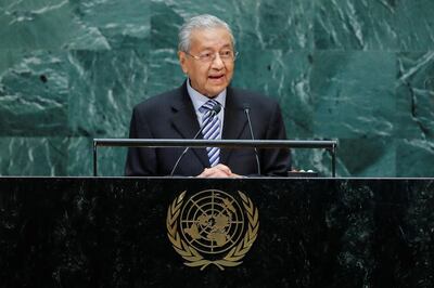 Malaysian Prime Minister Mahathir Mohamad addresses the 74th session of the United Nations General Assembly at U.N. headquarters in New York City, New York, U.S., September 27, 2019. REUTERS/Eduardo Munoz