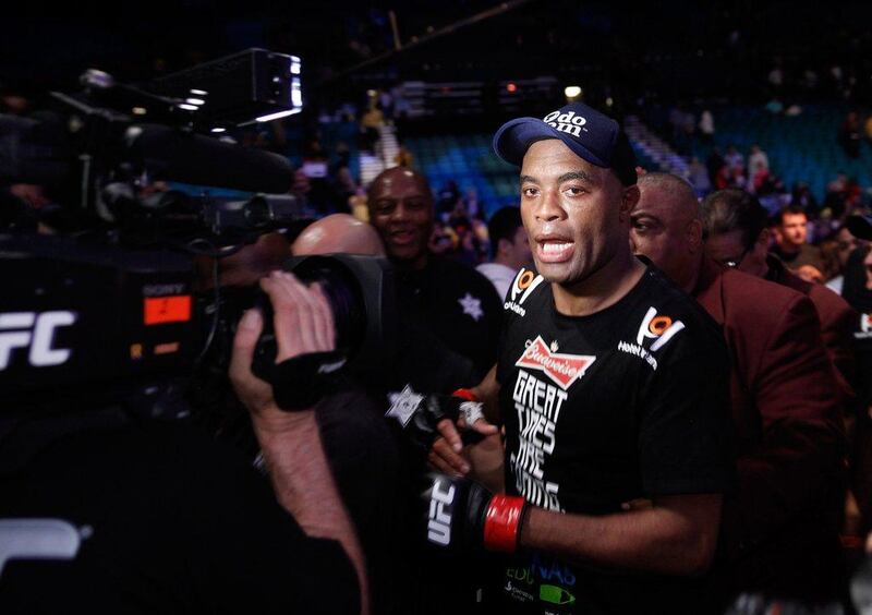 Anderson Silva leaves the arena after beating Nick Diaz in their main bout middleweight fight at UFC 183 on Saturday. Steve Marcus / Getty Images / AFP