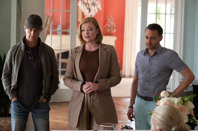 Jeremy Strong, Sarah Snook and Kieran Culkin in the final season of Succession. Photo: HBO