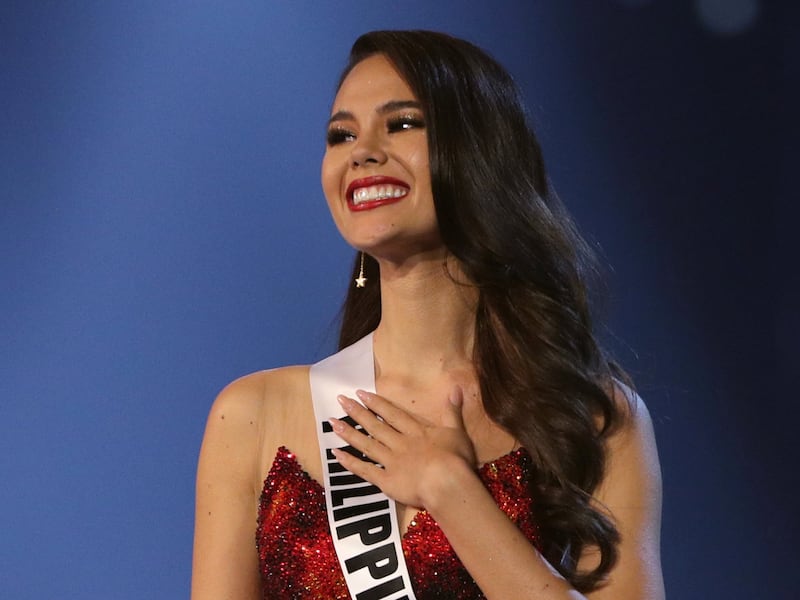 Miss Philippines Catriona Gray reacts during the final round of the Miss Universe pageant in Bangkok, Thailand, December 17, 2018. REUTERS/Athit Perawongmetha
