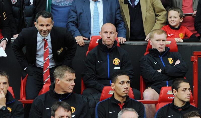 Giggs was sat with Butt and Scholes during the game. Peter Powell / EPA
