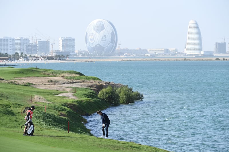 Thomas Pieters of Belgium plays his fourth shot on the 16th hole during Day Two of the Abu Dhabi HSBC Championship at Yas Links Golf Course in Abu Dhabi. Getty