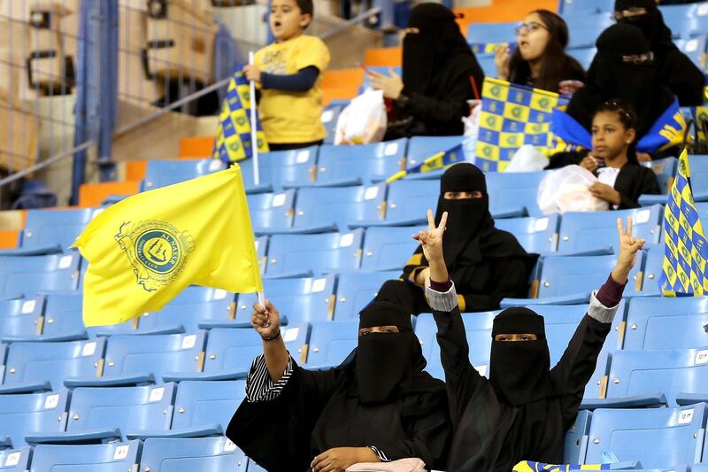 Al-Nassr fans cheer during the Saudi King's Cup - Quarter Final match in Riyadh, Saudi Arabia. EPA