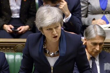 British Prime Minister Theresa May delivering a speech at the House of Commons. EPA