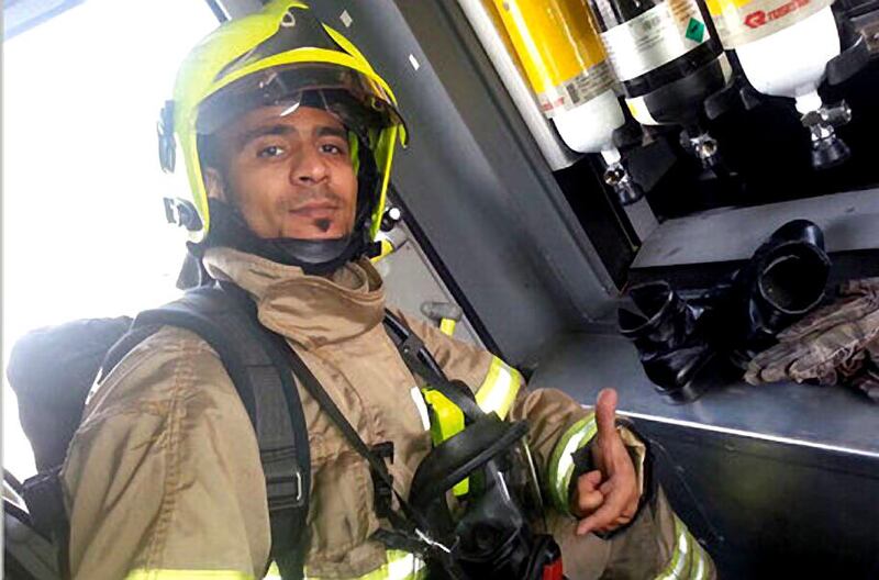 Hasan Ibrahim Al Balooshi, who helped fight The Address blaze, is in a critical condition in Dubai’s City Hospital. Courtesy Al Balooshi Family