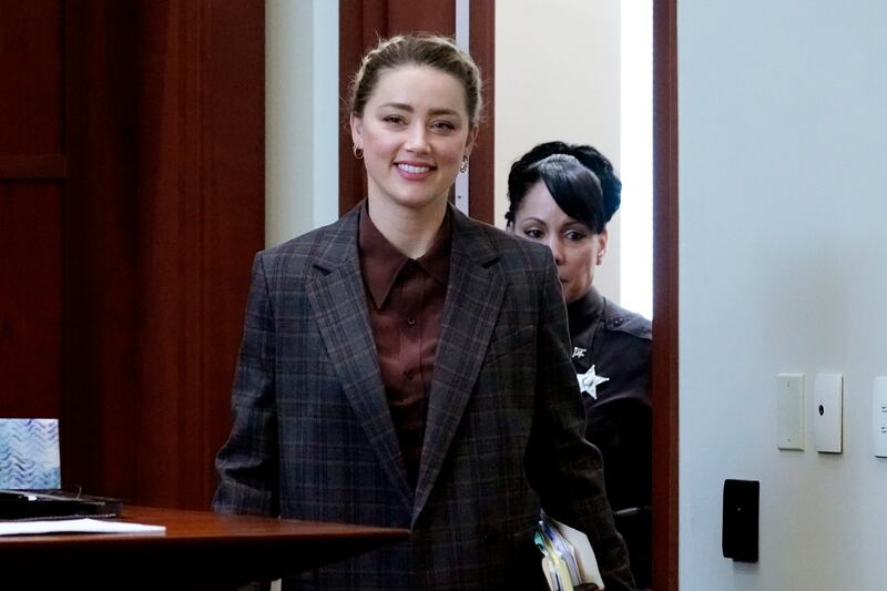 US actress Amber Heard arrives in the courtroom at the Fairfax County Circuit Court in Fairfax, Virginia. EPA