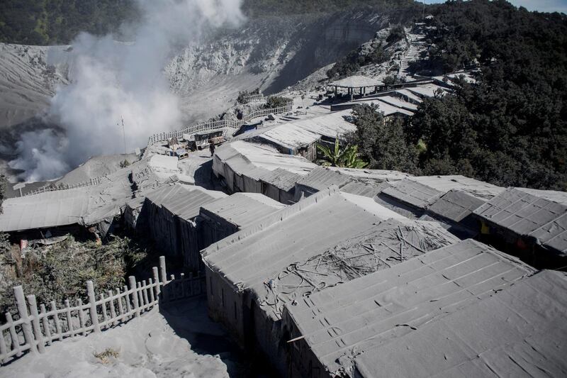 Stalls are closed following a volcanic eruption at Mount Tangkuban Parahu in the north of Bandung, West Java province, Indonesia. Reuters