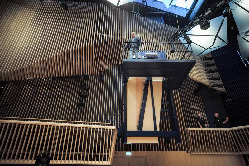 The piano sits about three storeys above the audience. AFP