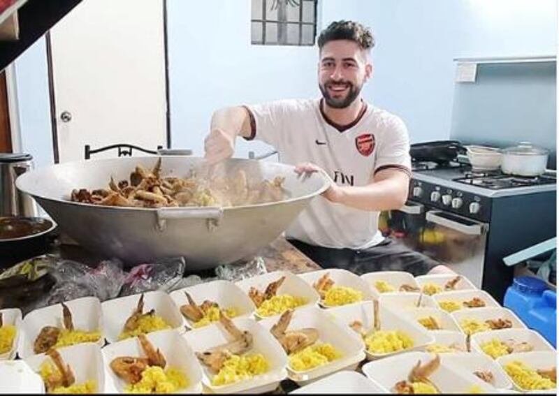 Basel Manadil stayed up all night making batches using a commercial rice cooker. Instagram / @thehungrysyrianwanderer