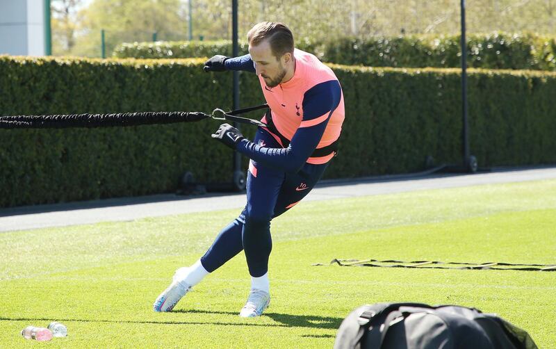 ENFIELD, ENGLAND - APRIL 23: Harry Kane of Tottenham Hotspur during the Tottenham Hotspur training session at Tottenham Hotspur Training Centre on April 23, 2021 in Enfield, England. (Photo by Tottenham Hotspur FC/Tottenham Hotspur FC via Getty Images)