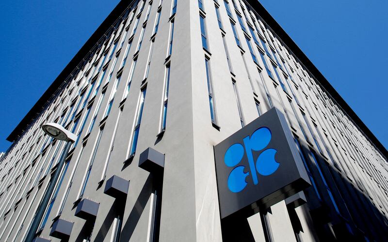 Opec's headquarters in Vienna, Austria. The Opec+ alliance of oil producing countries will consider extending voluntary cuts of 2.2 million barrels a day into the second quarter. Reuters
