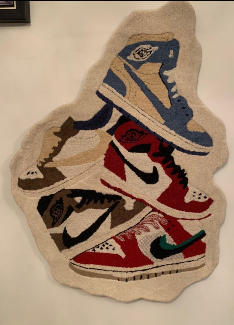 A cluster of trainers, in carpet form, from Rugs in Vogue.