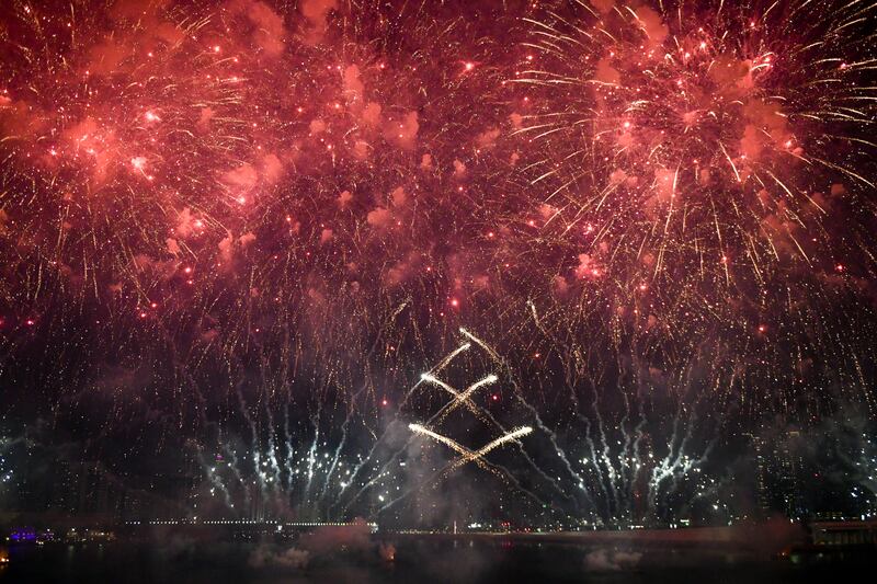 Fireworks display for UAE's 51st National Day on Al Maryah Island, Abu Dhabi. Khushnum Bhandari / The National
