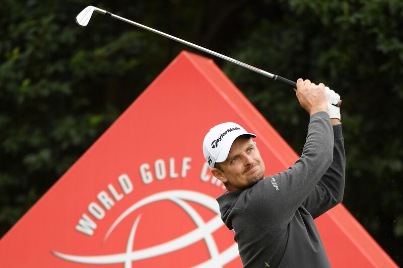 SHANGHAI, CHINA - OCTOBER 29:  Justin Rose of England plays his shot from the 17th tee during the final round of the WGC - HSBC Champions at Sheshan International Golf Club on October 29, 2017 in Shanghai, China.  (Photo by Ross Kinnaird/Getty Images)
