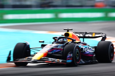 Max Verstappen of the Netherlands on his way to victory in the Miami GP on May 7. Getty