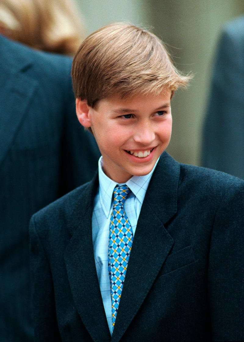 1996: Prince William smiling outside Clarence House on his great grandmother's birthday. Getty Images
