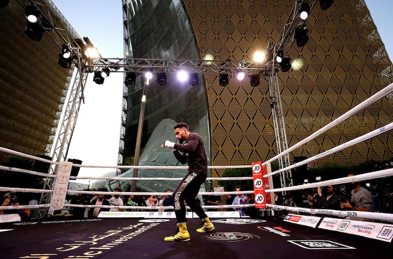 Zuhayr Al Qahtani takes part in a public workout ahead of Clash on the Dunes. Getty Images