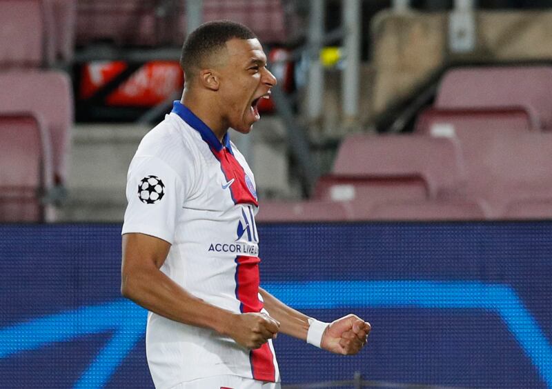 Kylian Mbappe celebrates scoring their second goal. Reuters