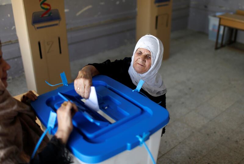A woman votes in Erbil. Ahmed Jadallah / Reuters