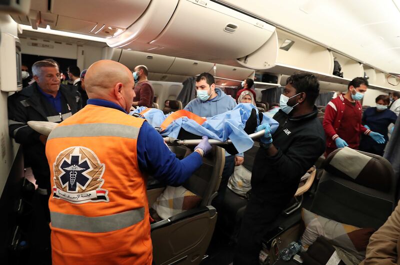 The Etihad plane had 10 stretchers suspended over seats