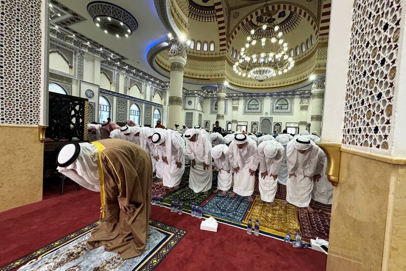 Worshippers travelled to the mosque to pray on the first day of Eid Al Fitr