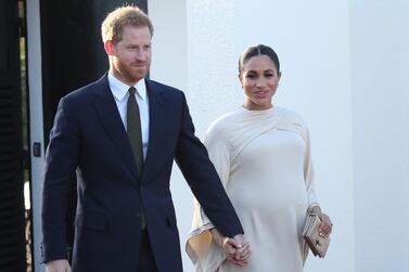 Britain's Prince Harry, Duke of Sussex and his wife Meghan, Duchess of Sussex arrive for a reception hosted by the British Ambassador to Morocco at the British Residence in Rabat, Morocco, 24 February 2019, on the second day of their tour of the country. EPA