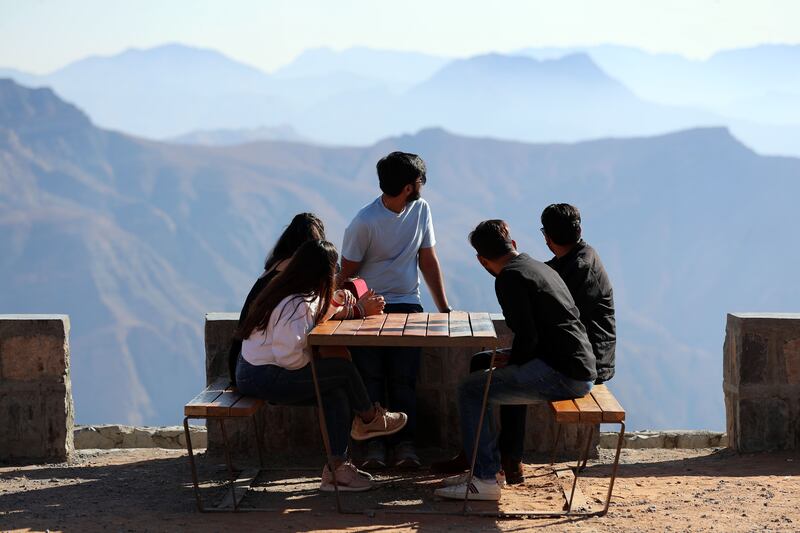 The pop-up offers majestic views of the Hajar mountainscape