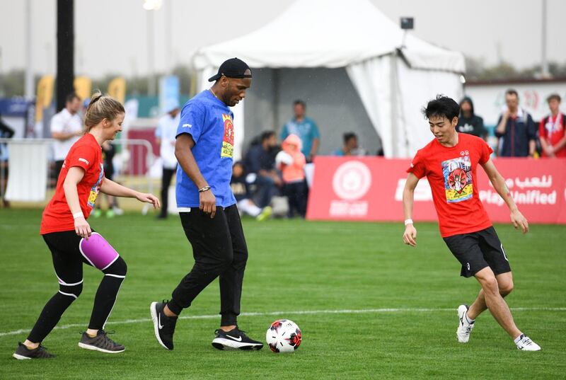 Abu Dhabi, United Arab Emirates - Didier Yves Drogba Tebily plays at the Unified Sports Experience at Zayed Sports City. Khushnum Bhandari for The National
