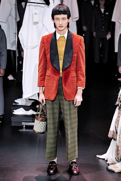 Statement blazer: a new take on the tuxedo at Gucci autumn / winter 2020. Courtesy Gucci