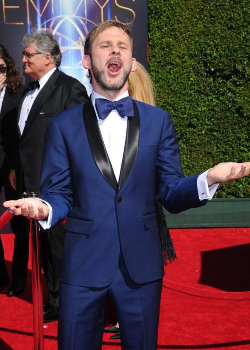 Dominic Monaghan arrives at the Television Academy’s Creative Arts Emmy Awards. Vince Bucci / Invision for the Television Academy / AP Images