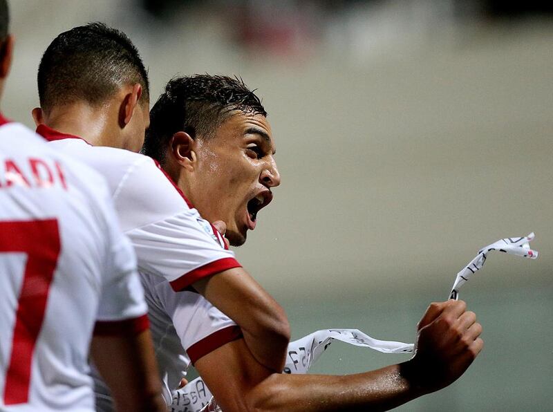 Younes Bnou Marzouk of Morocco celebrates after scoring against Panama in his side's 4-2 Under 17 World Cup win in Sharjah. Satish Kumar / The National