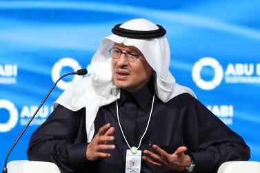 Saudi energy minister Prince Abdulaziz bin Salman outlined various measures undertaken by the country to reduce emissions. Chris Whiteoak / The National