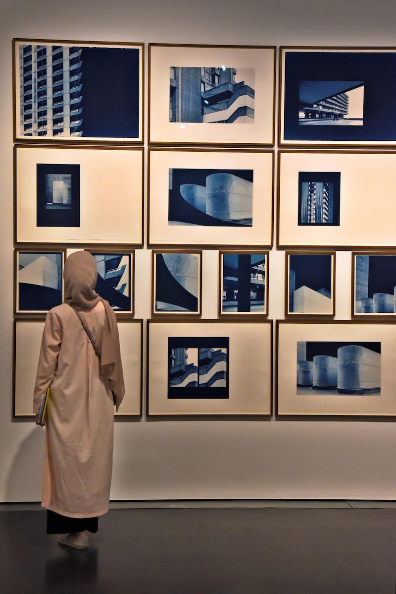 Dubai, UAE, 26 April 2019, A woman looks at a collaborative body of work "Studies in Forms" by artist Seher Shah and Randhir Singh during The Youth Takeover program at the Jameel Arts Centre. Photos by Shruti Jain