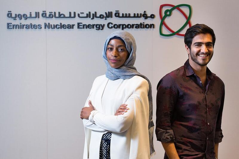 Emirati nuclear energy students Marwa Al Shehhi and Omar Al Hashmi. Cho Seong-joon for The National