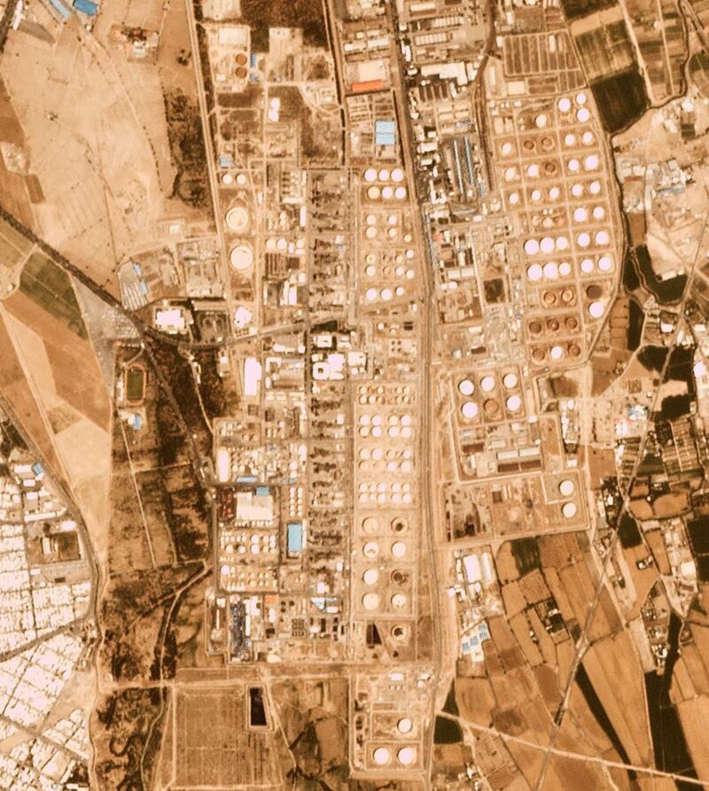 A satellite photo of Tondguyan Petrochemical Company, which operates the refinery. AP