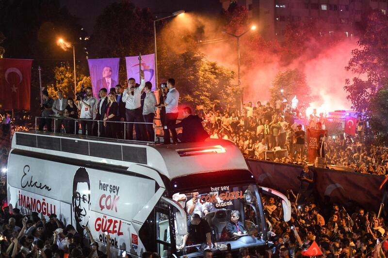 The streets of Istanbul were packed with residents celebrating the win. Burak Kara / Getty Images