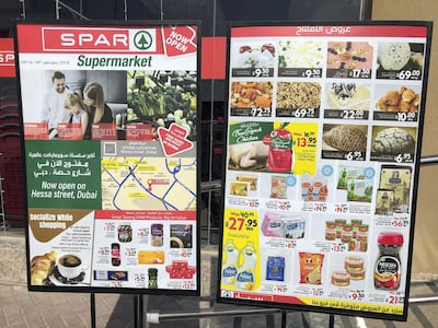 Dubai, United Arab Emirates - January 16, 2019: New Spar supermarket in Dubai. Wednesday, January 16th, 2019 on Hessa Street, Dubai. Chris Whiteoak/The National