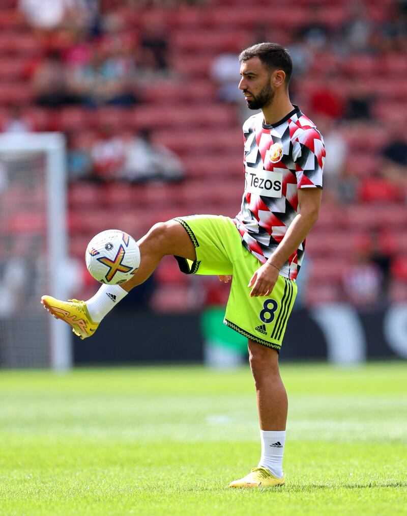Manchester United's Bruno Fernandes at St Mary's Stadium, Southampton. PA